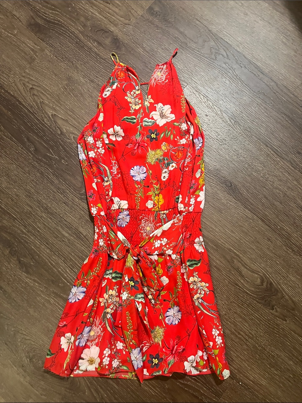Parker Red Floral Tie-Front Mini Dress